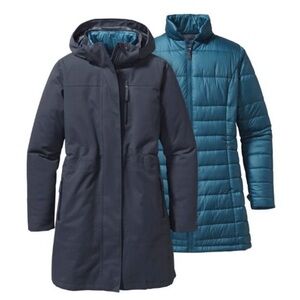 Patagonia Stormdrift 3-in-1 Parka Charcoal Teal Smolder Blue Women's Medium